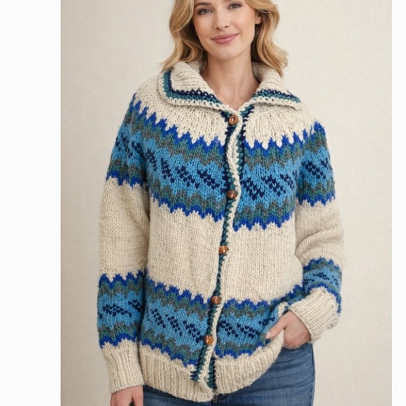 Backcountry Sweaters - Vintage stunning wool cowichan style sweater by Back Country 
Circa 90’s